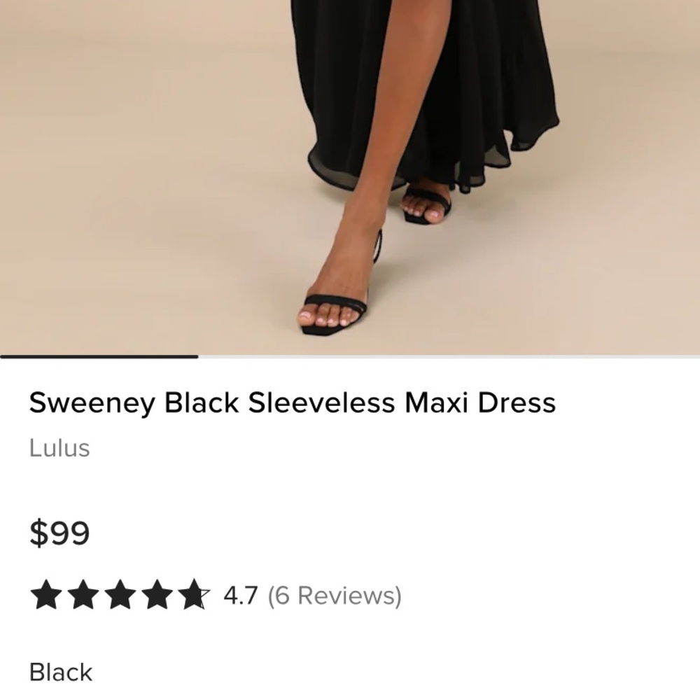 Lulu's Black Maxi Dress with Slit - Picture 2 of 4